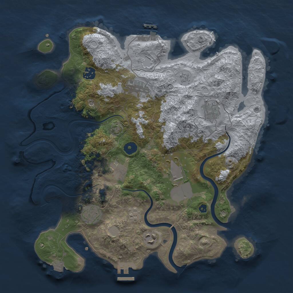 Rust Map: Procedural Map, Size: 3500, Seed: 40940451, 14 Monuments