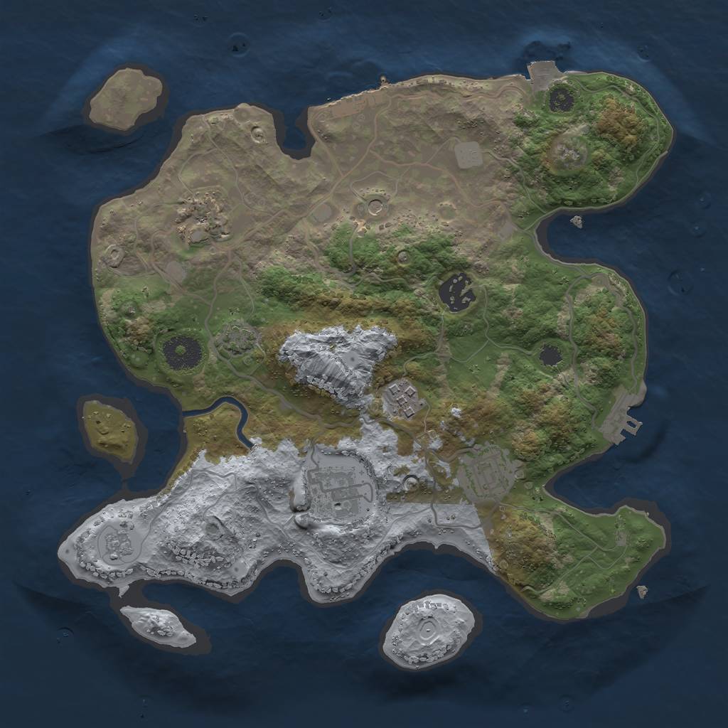 Rust Map: Procedural Map, Size: 3000, Seed: 1574227254, 13 Monuments