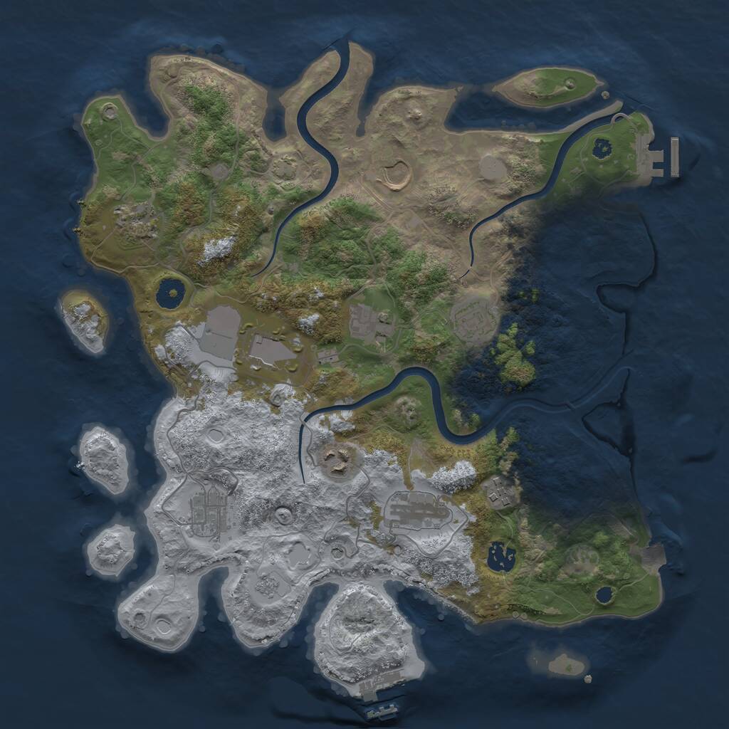Rust Map: Procedural Map, Size: 3700, Seed: 45907145, 16 Monuments