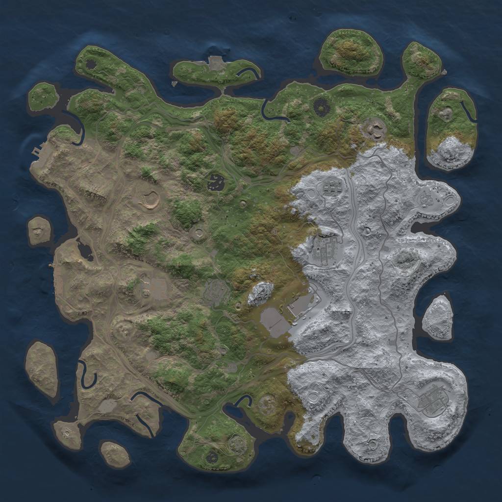 Rust Map: Procedural Map, Size: 4250, Seed: 8657864, 17 Monuments