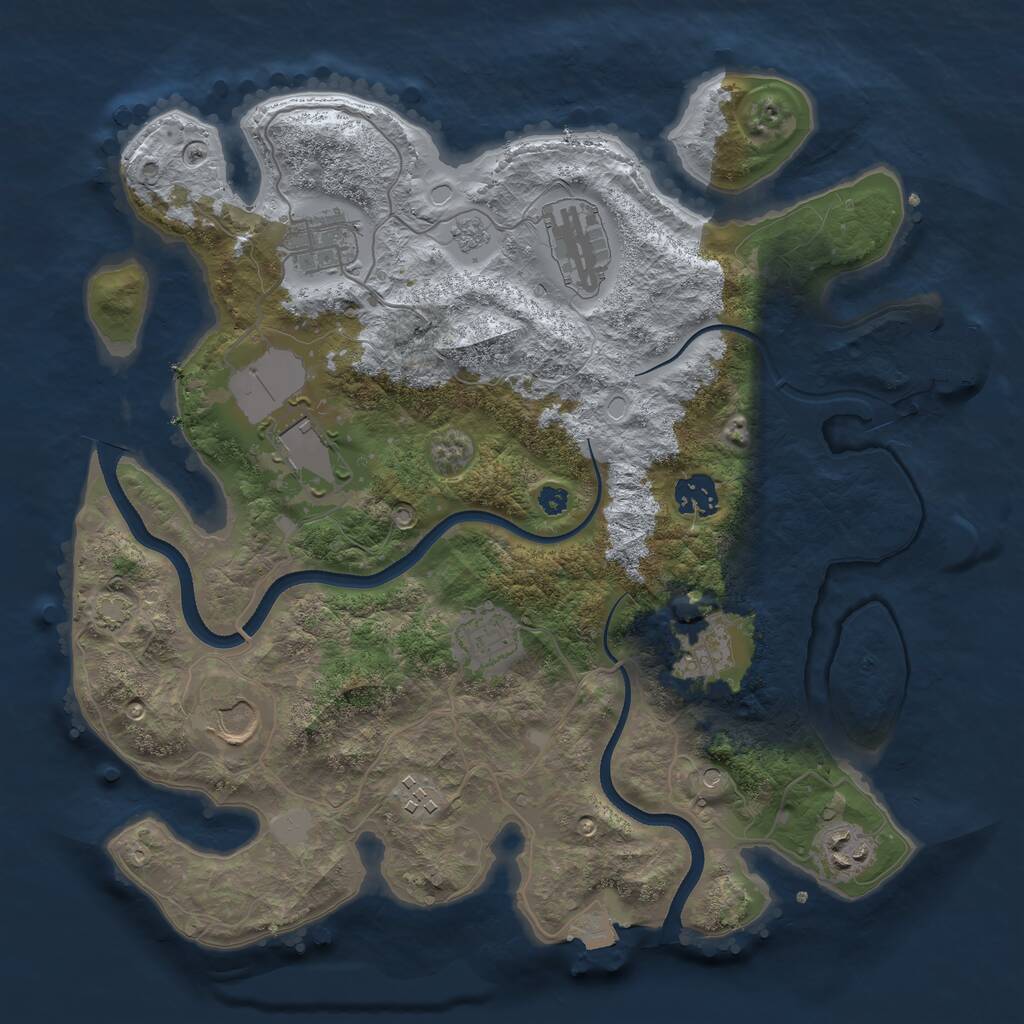 Rust Map: Procedural Map, Size: 3500, Seed: 1652191029, 14 Monuments