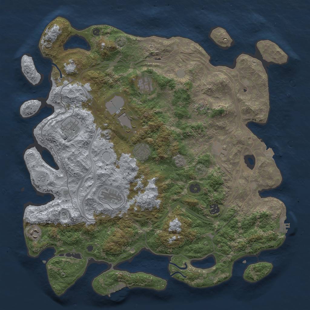 Rust Map: Procedural Map, Size: 4300, Seed: 697376699, 18 Monuments