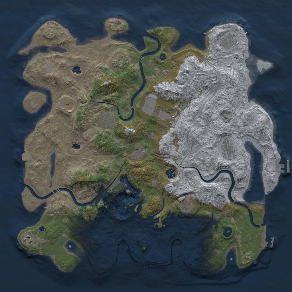 Rust Map: Procedural Map, Size: 4500, Seed: 266943231, 17 Monuments