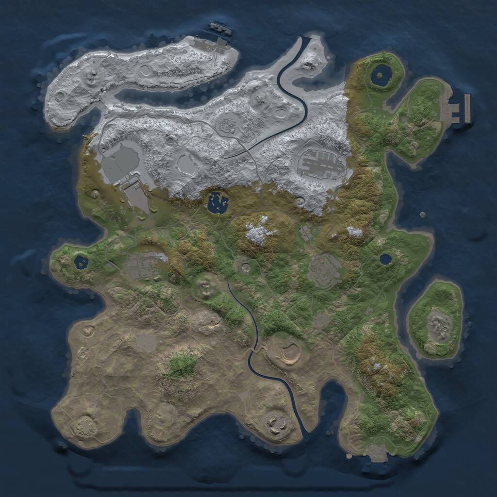Rust Map: Procedural Map, Size: 3500, Seed: 51741584, 13 Monuments