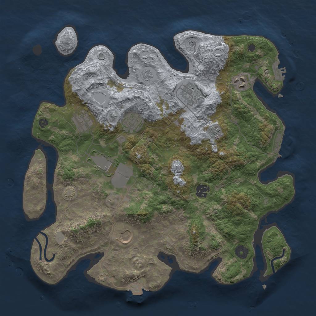 Rust Map: Procedural Map, Size: 3500, Seed: 987288813, 16 Monuments