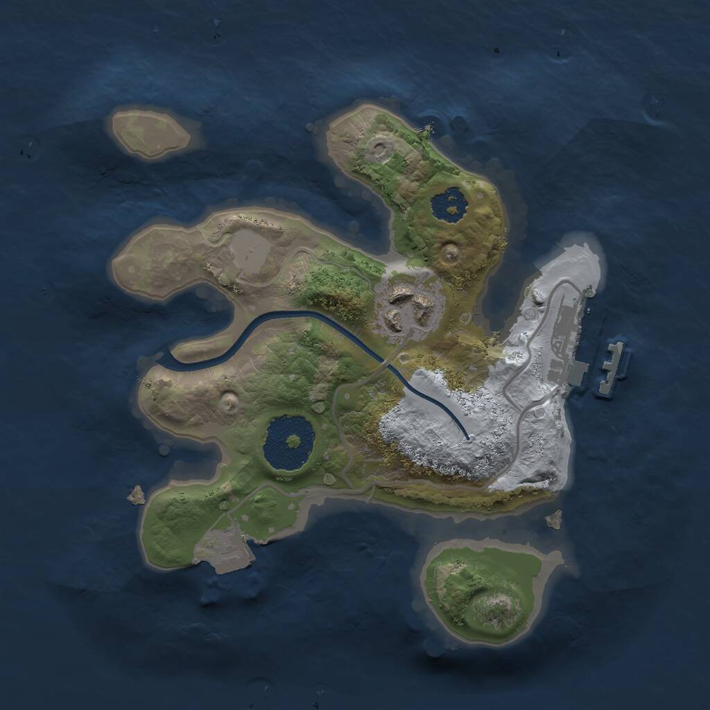 Rust Map: Procedural Map, Size: 2000, Seed: 704193378, 3 Monuments