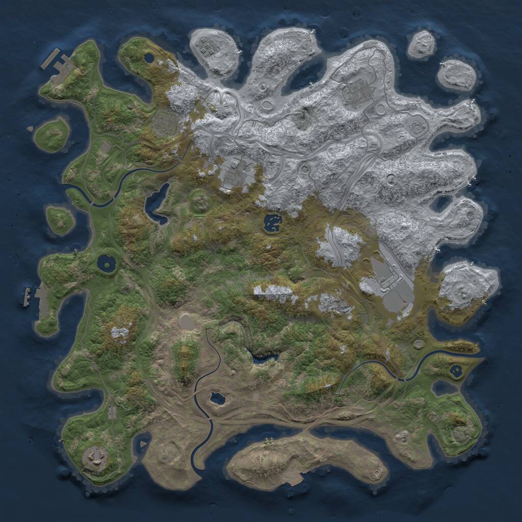 Rust Map: Procedural Map, Size: 4250, Seed: 295836462, 14 Monuments