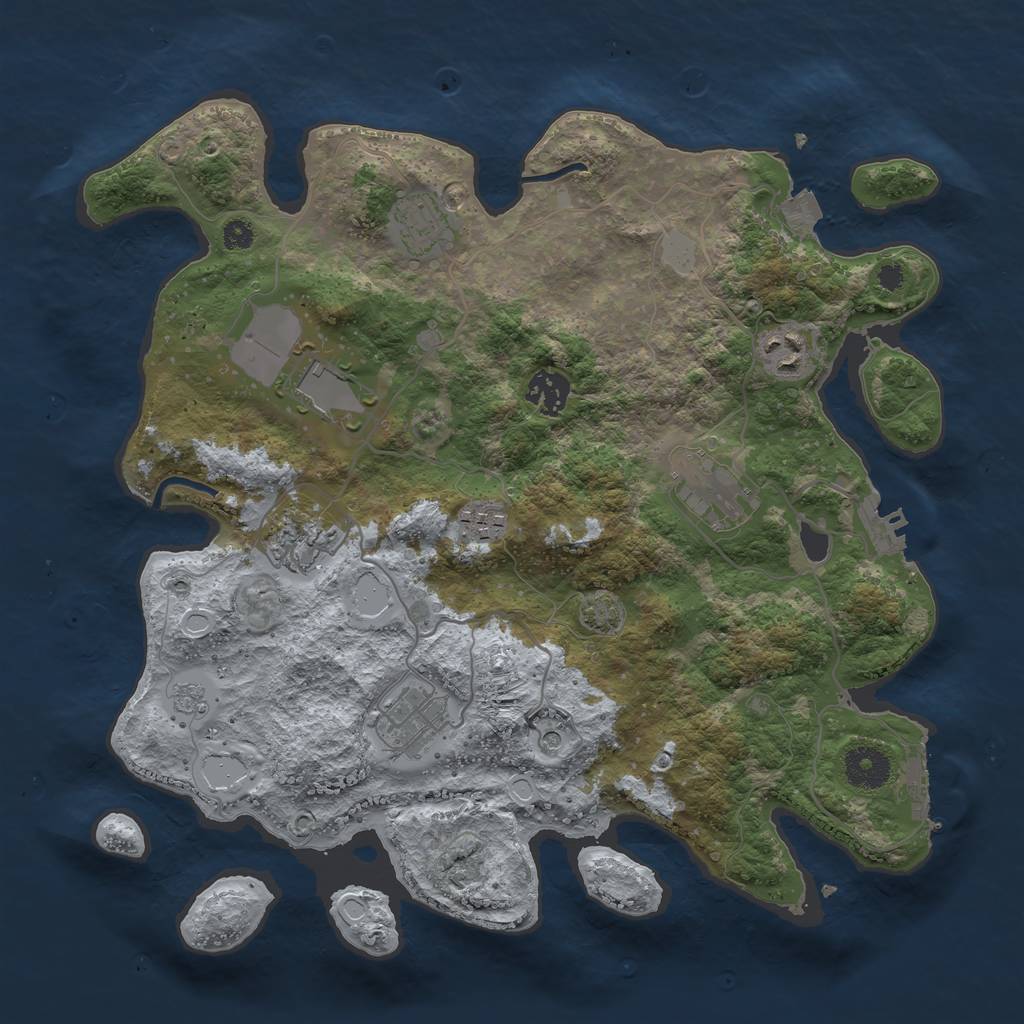 Rust Map: Procedural Map, Size: 3500, Seed: 421552361, 16 Monuments