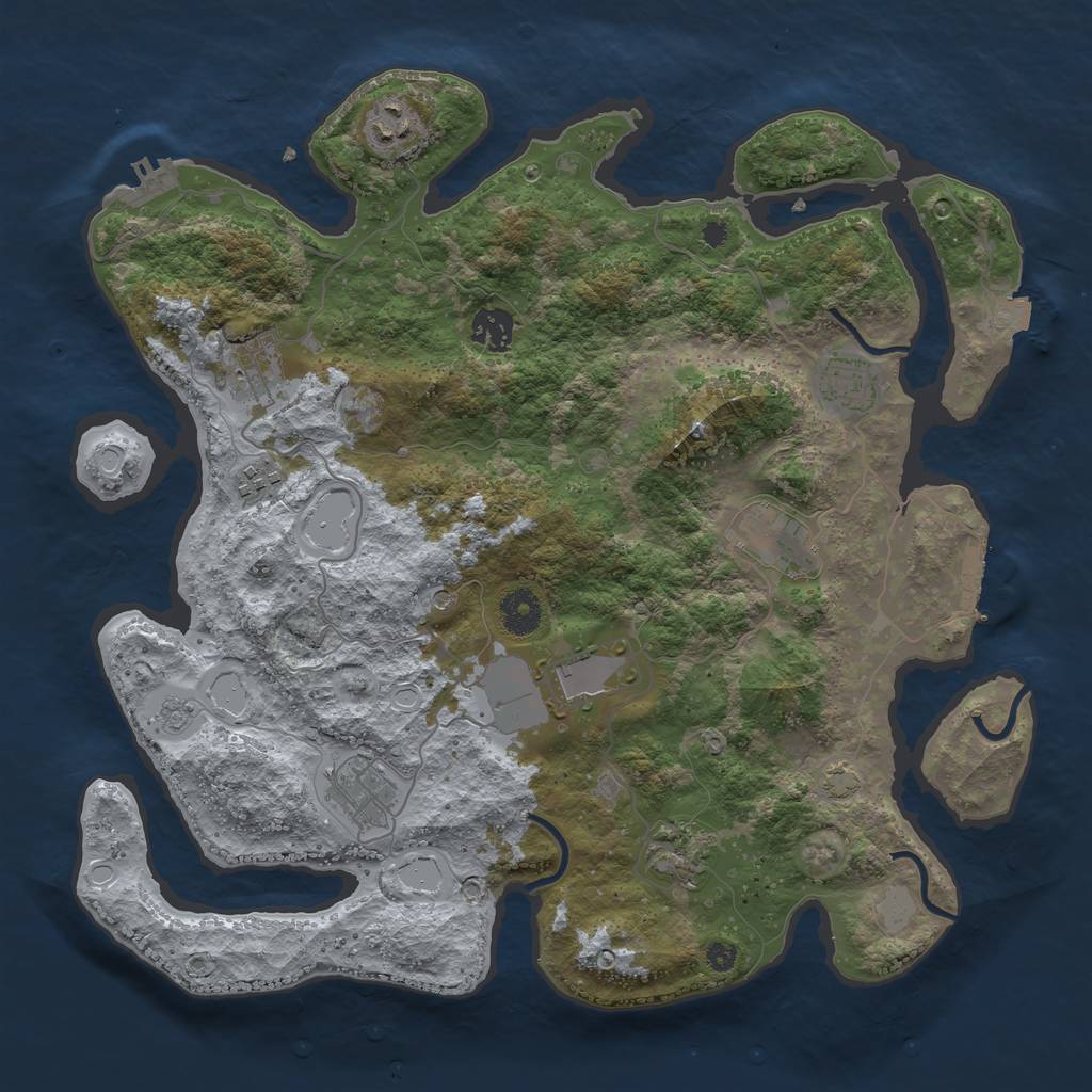 Rust Map: Procedural Map, Size: 3750, Seed: 457741041, 17 Monuments