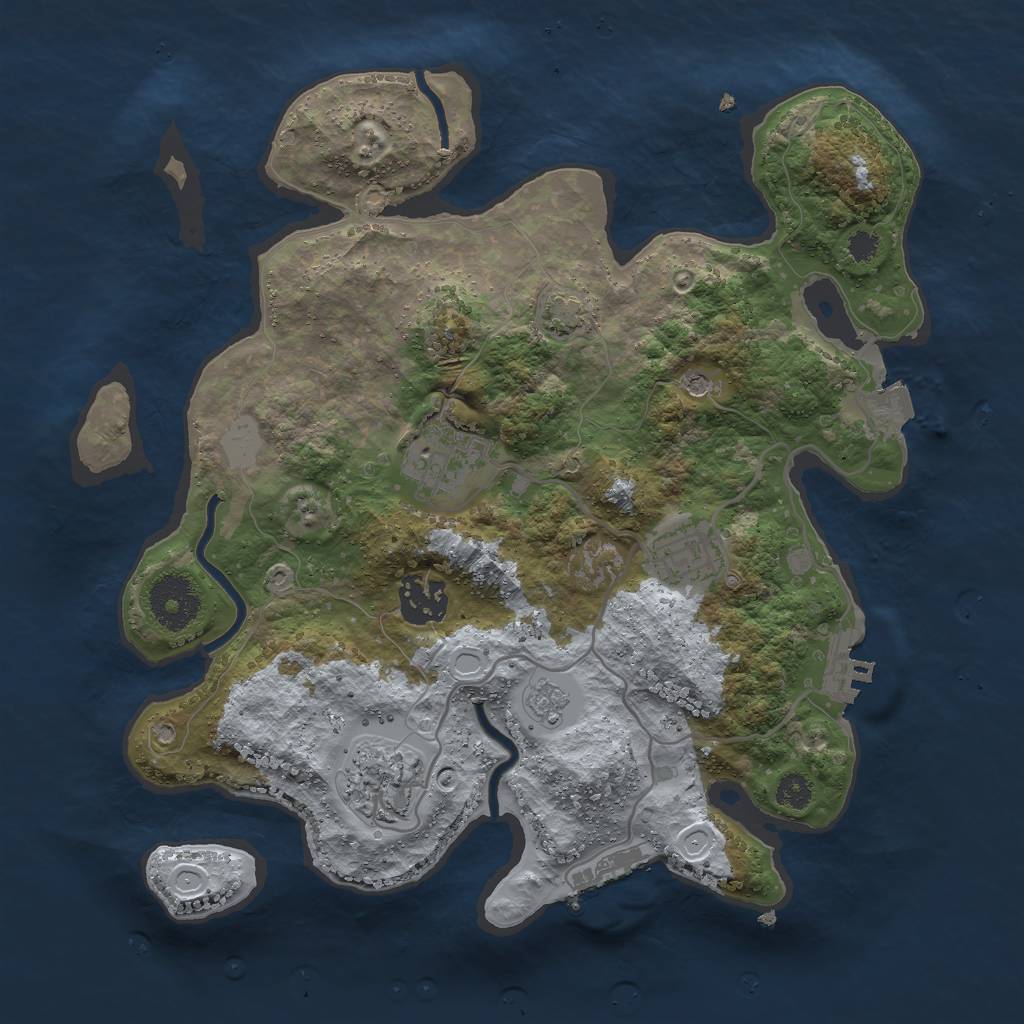 Rust Map: Procedural Map, Size: 3000, Seed: 454933069, 12 Monuments
