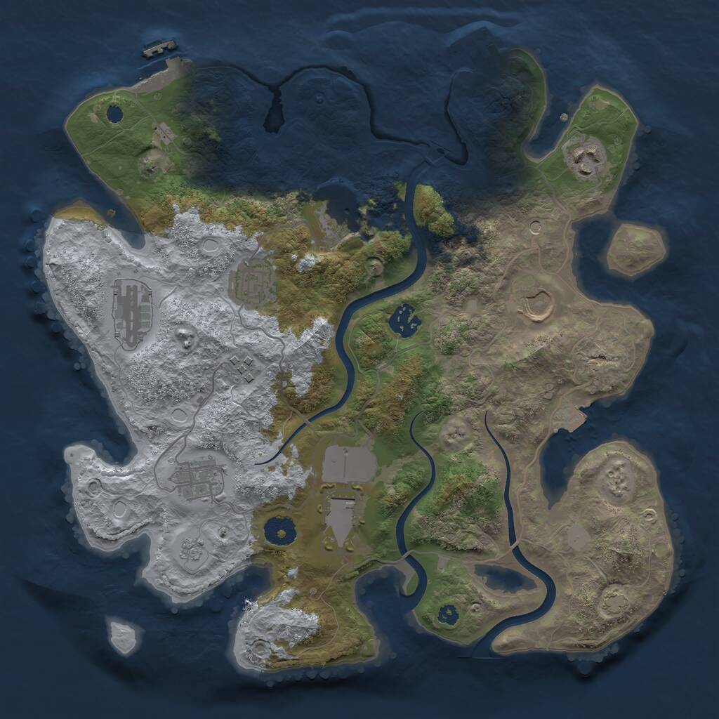 Rust Map: Procedural Map, Size: 3500, Seed: 585943, 15 Monuments