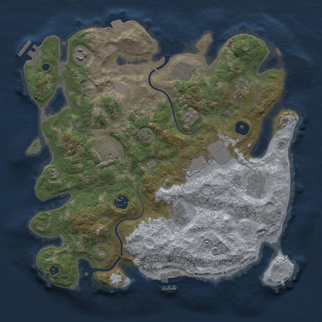 Rust Map: Procedural Map, Size: 3500, Seed: 646802985, 15 Monuments