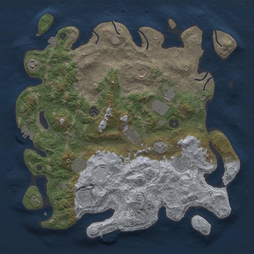 Rust Map: Procedural Map, Size: 4000, Seed: 7493047, 17 Monuments