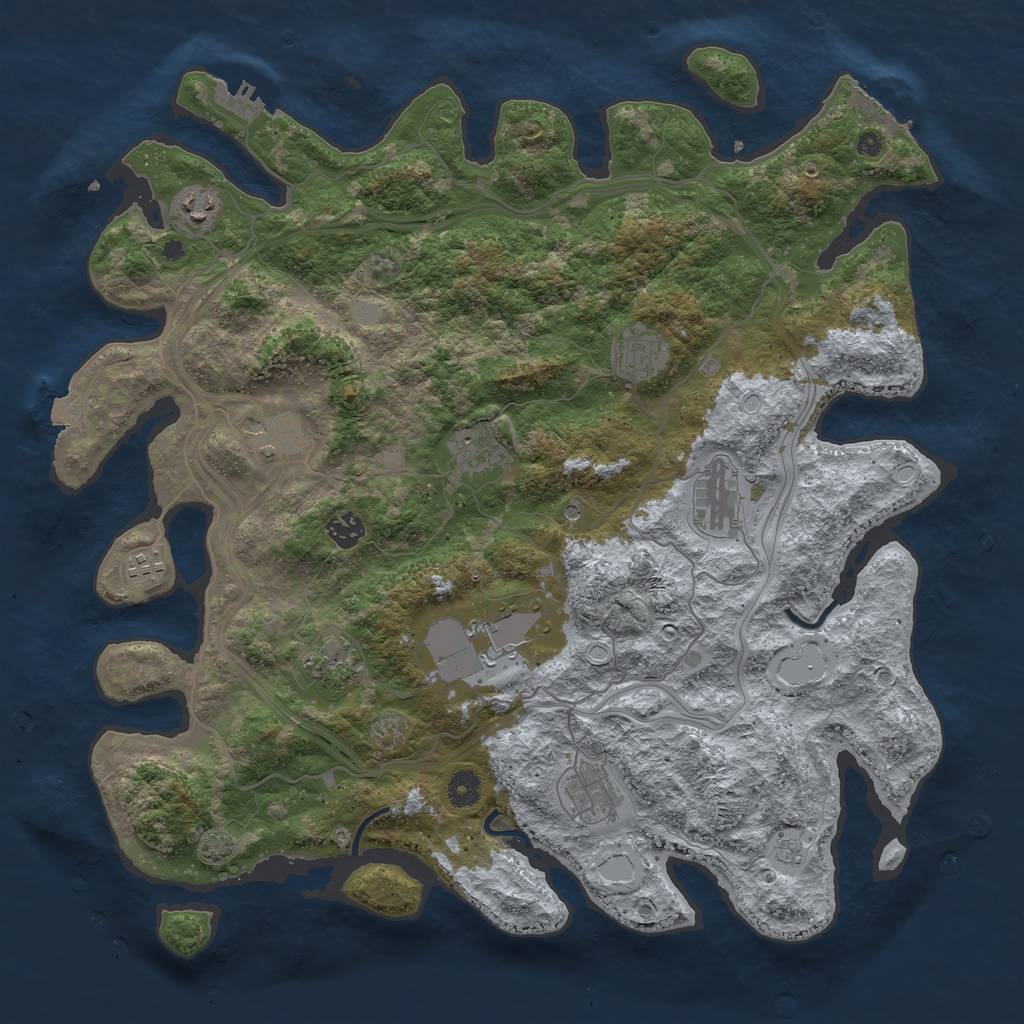 Rust Map: Procedural Map, Size: 4300, Seed: 21915, 18 Monuments