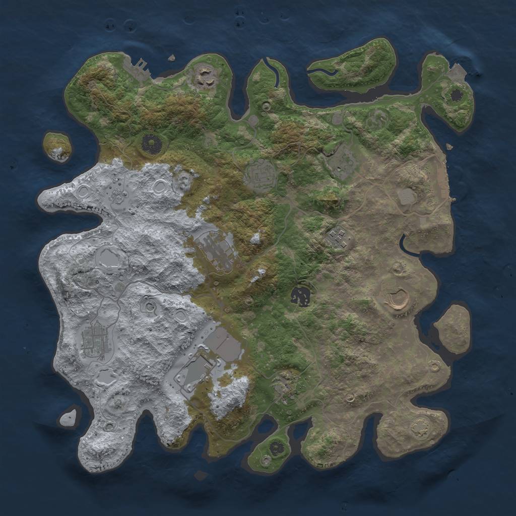 Rust Map: Procedural Map, Size: 3750, Seed: 1244671238, 18 Monuments