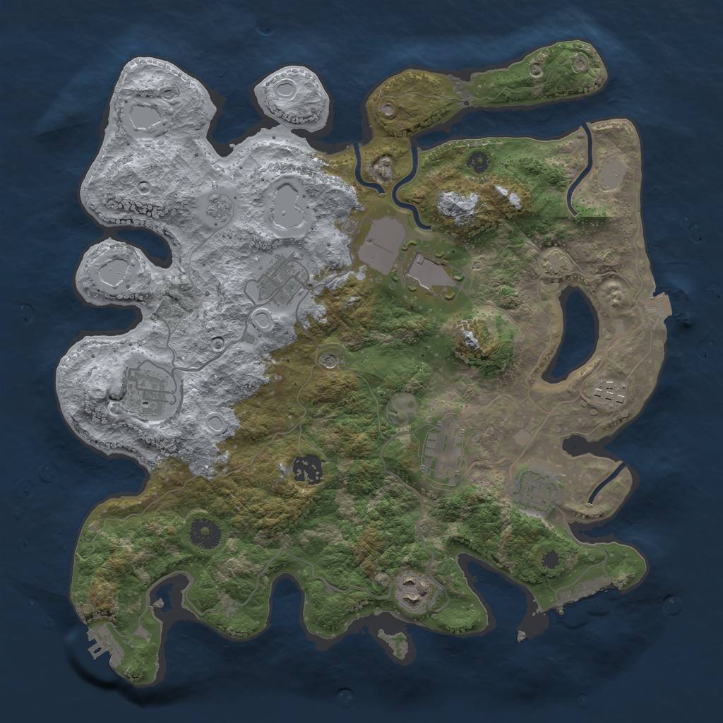 Rust Map: Procedural Map, Size: 3500, Seed: 1609363449, 16 Monuments