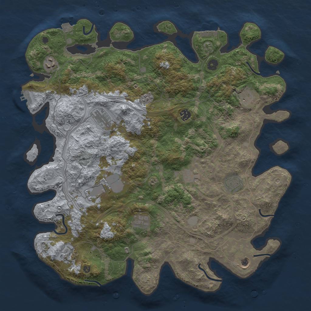 Rust Map: Procedural Map, Size: 4250, Seed: 52854025, 19 Monuments