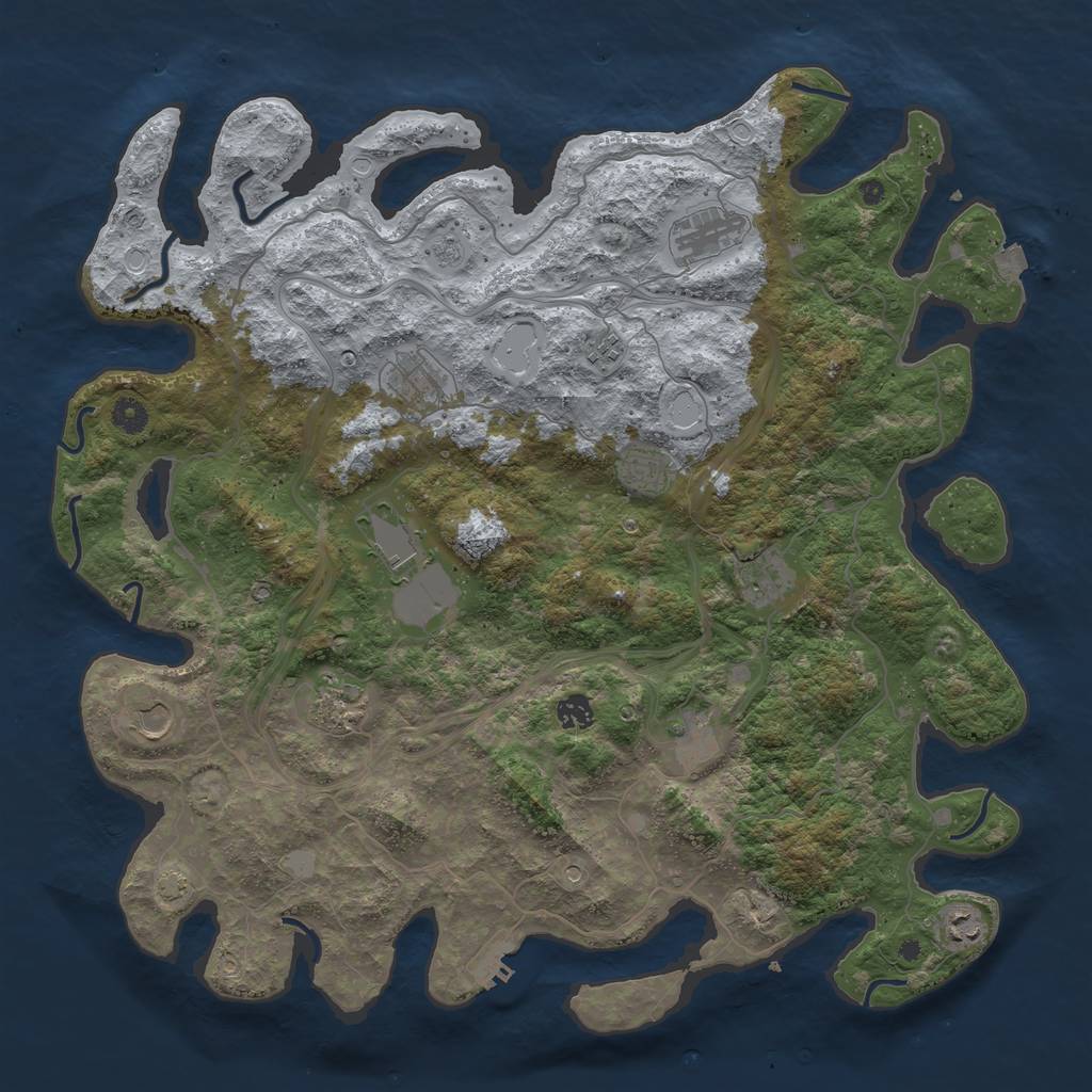 Rust Map: Procedural Map, Size: 4500, Seed: 1952441271, 18 Monuments