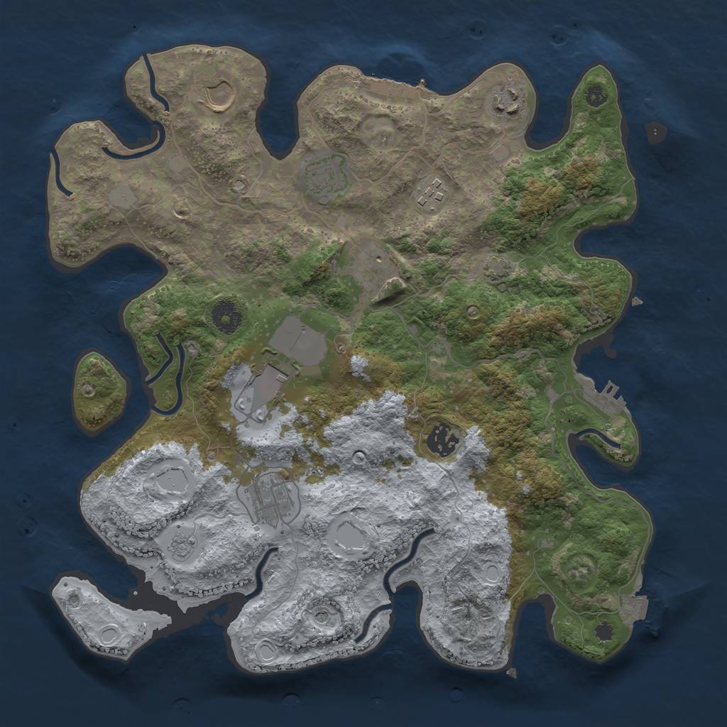 Rust Map: Procedural Map, Size: 3500, Seed: 998750993, 16 Monuments