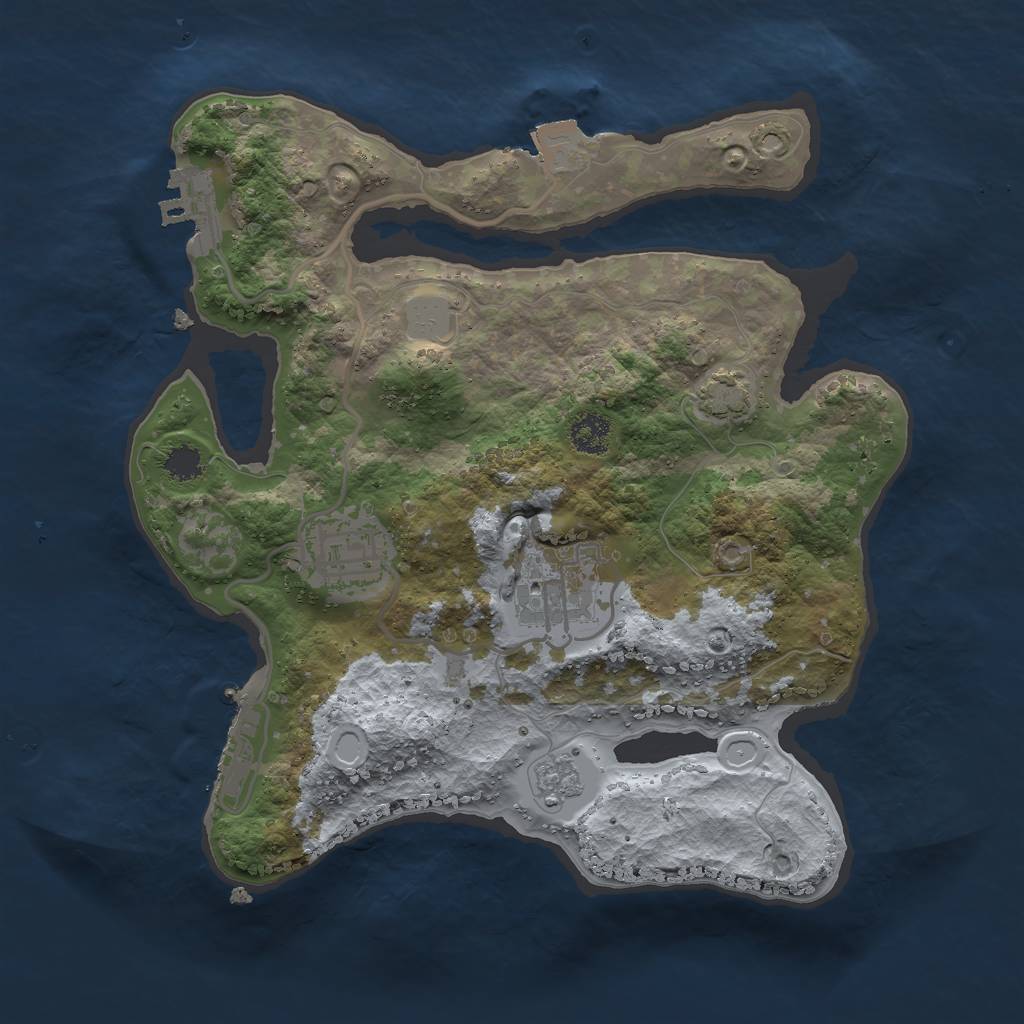 Rust Map: Procedural Map, Size: 2500, Seed: 1994212, 9 Monuments