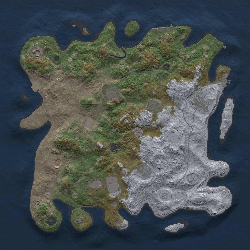 Rust Map: Procedural Map, Size: 4000, Seed: 371659883, 17 Monuments