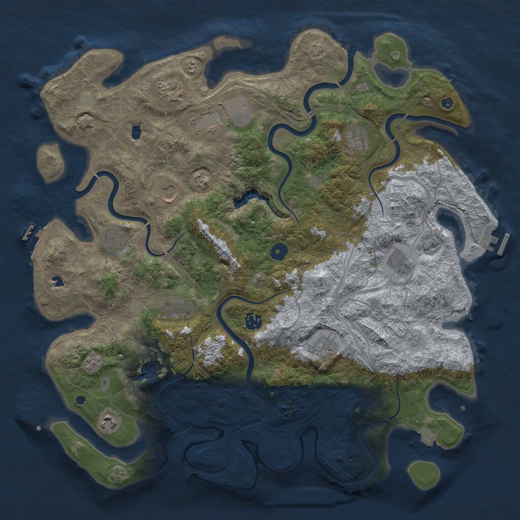 Rust Map: Procedural Map, Size: 4500, Seed: 1689, 17 Monuments