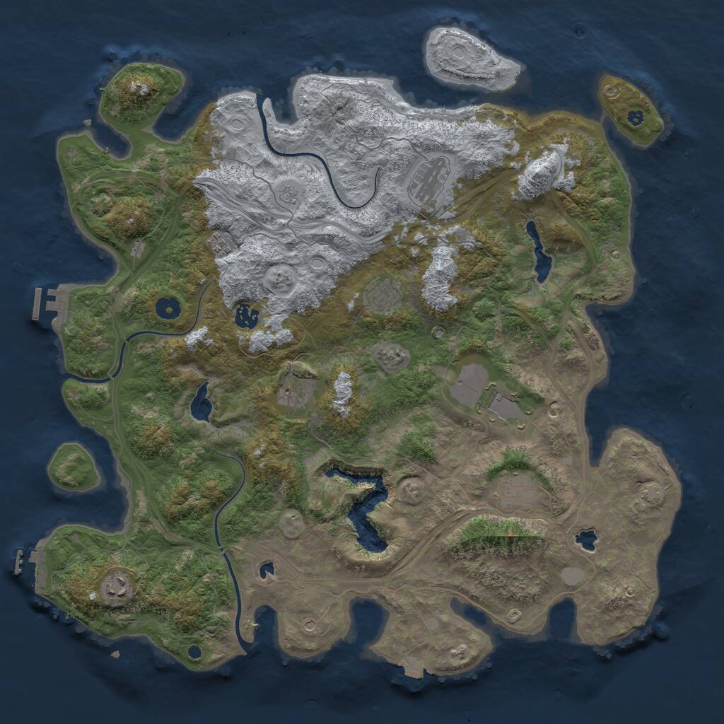 Rust Map: Procedural Map, Size: 4500, Seed: 1927842494, 14 Monuments