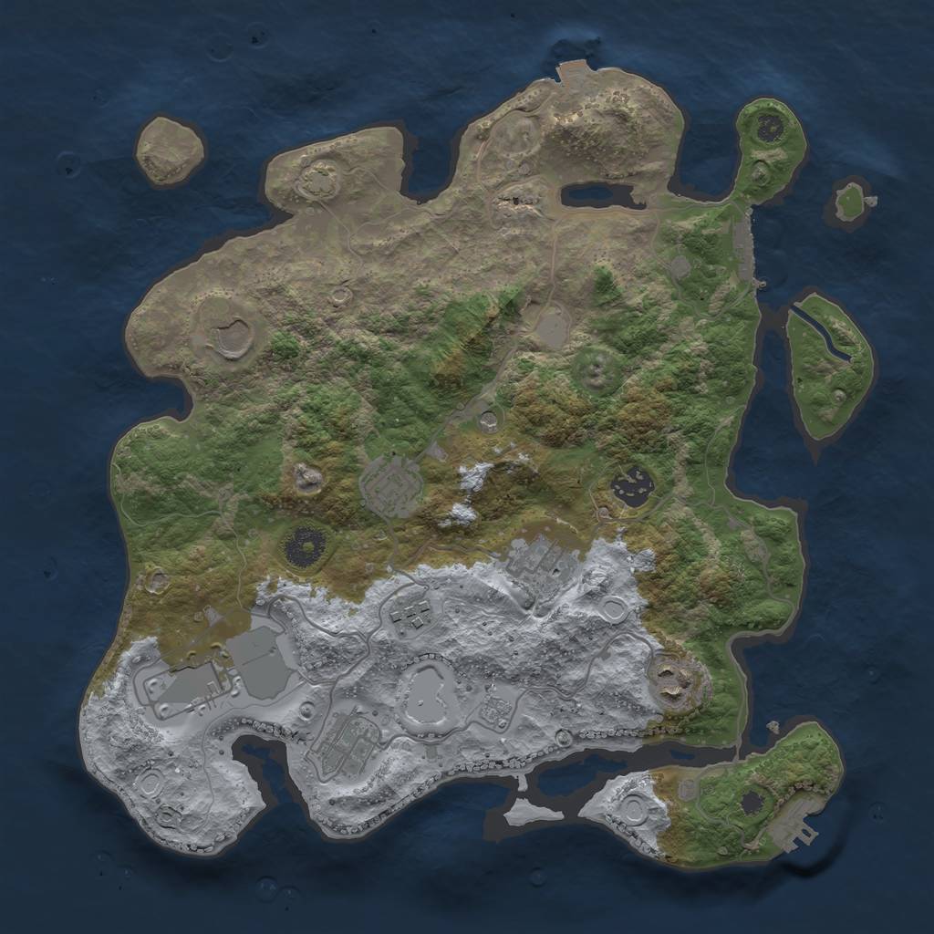Rust Map: Procedural Map, Size: 3500, Seed: 899132236, 16 Monuments