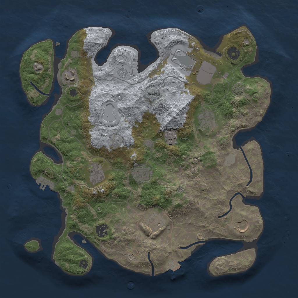 Rust Map: Procedural Map, Size: 3500, Seed: 26926459, 16 Monuments