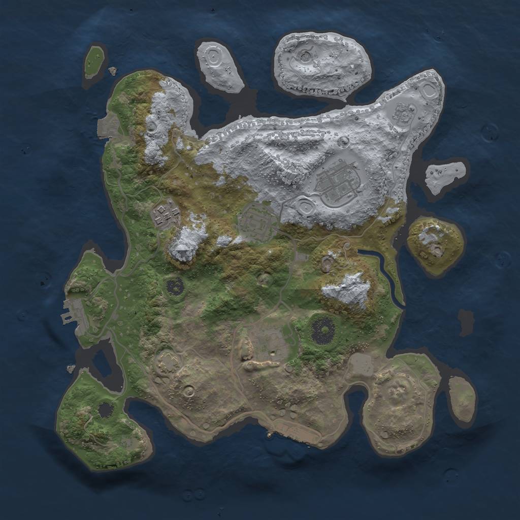 Rust Map: Procedural Map, Size: 3000, Seed: 500181743, 12 Monuments