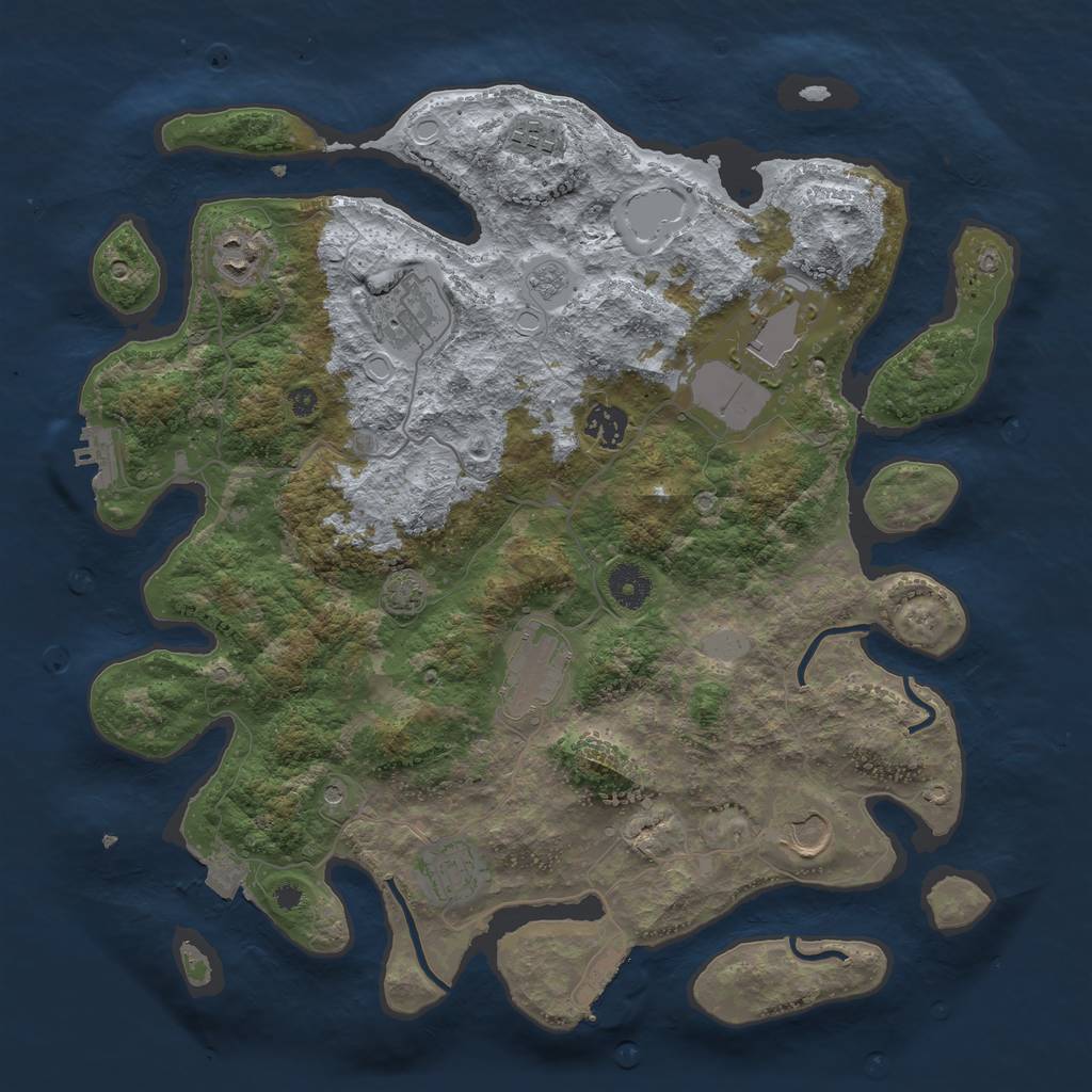 Rust Map: Procedural Map, Size: 3800, Seed: 73911153, 16 Monuments