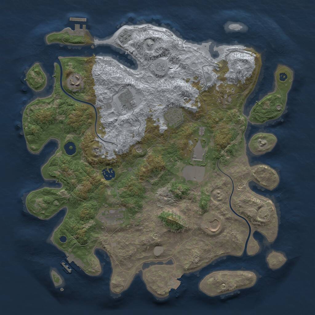 Rust Map: Procedural Map, Size: 3800, Seed: 73911153, 15 Monuments