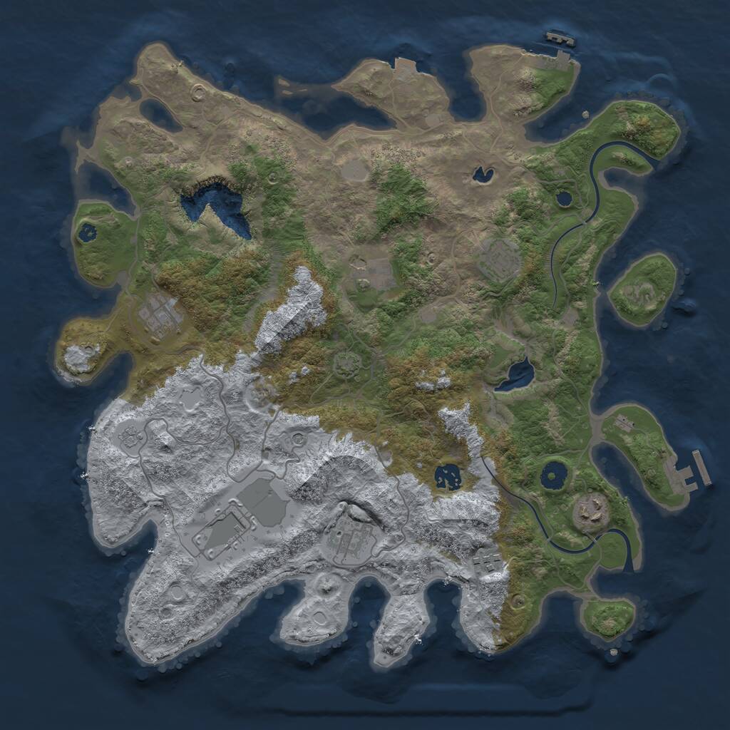 Rust Map: Procedural Map, Size: 4000, Seed: 943271390, 14 Monuments