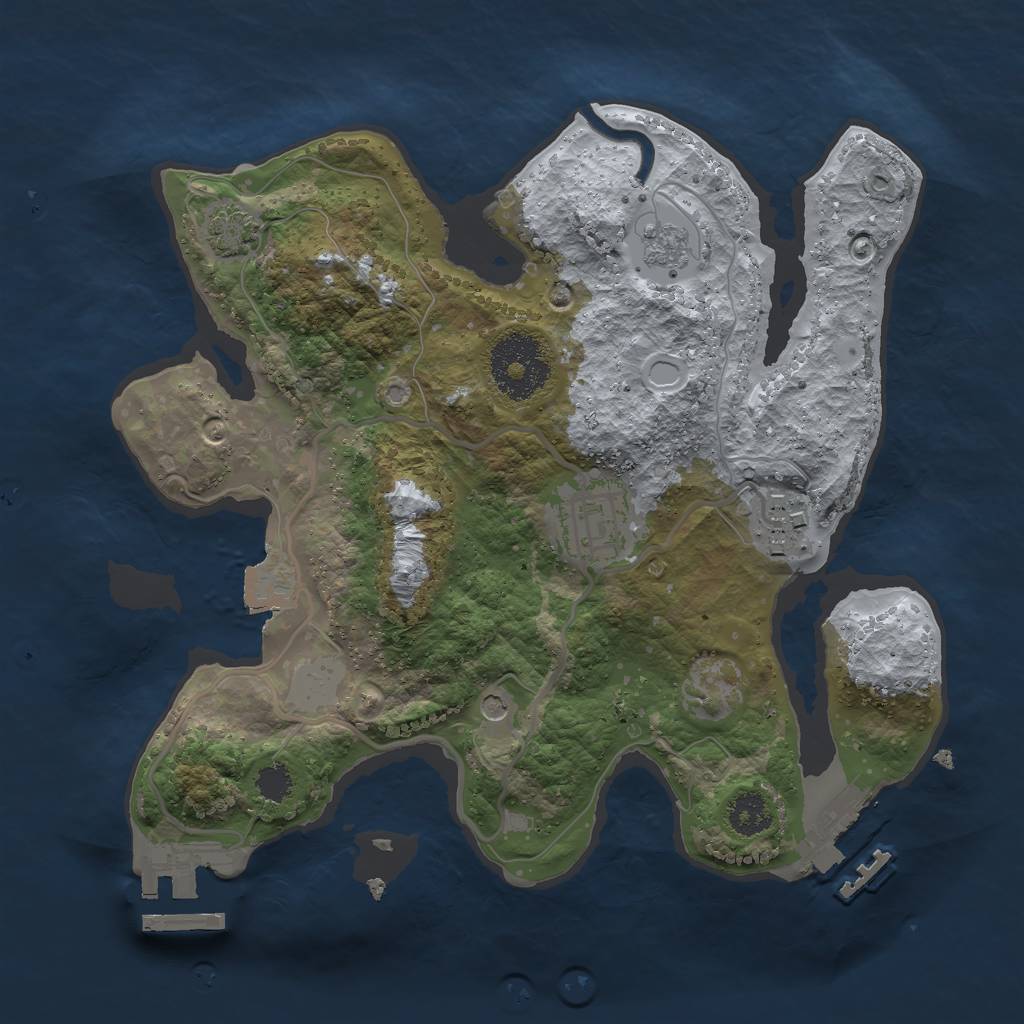 Rust Map: Procedural Map, Size: 2500, Seed: 1902585761, 10 Monuments