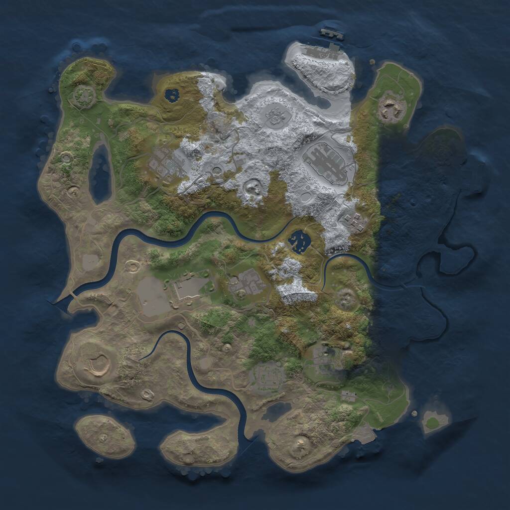 Rust Map: Procedural Map, Size: 3500, Seed: 13276742, 16 Monuments