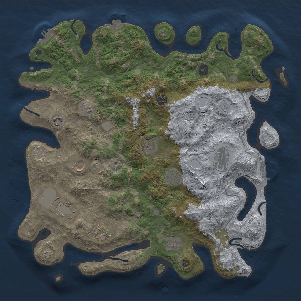 Rust Map: Procedural Map, Size: 4096, Seed: 1110514609, 18 Monuments
