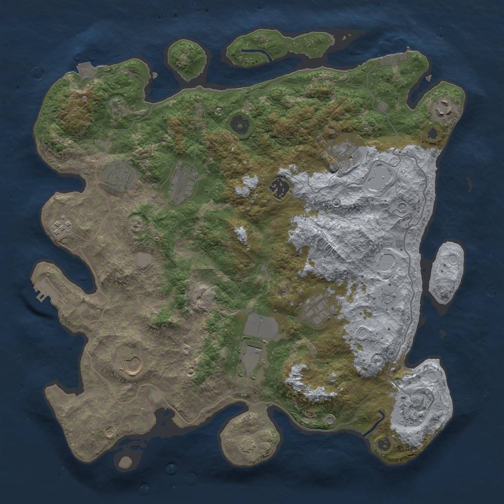 Rust Map: Procedural Map, Size: 4000, Seed: 990243, 18 Monuments