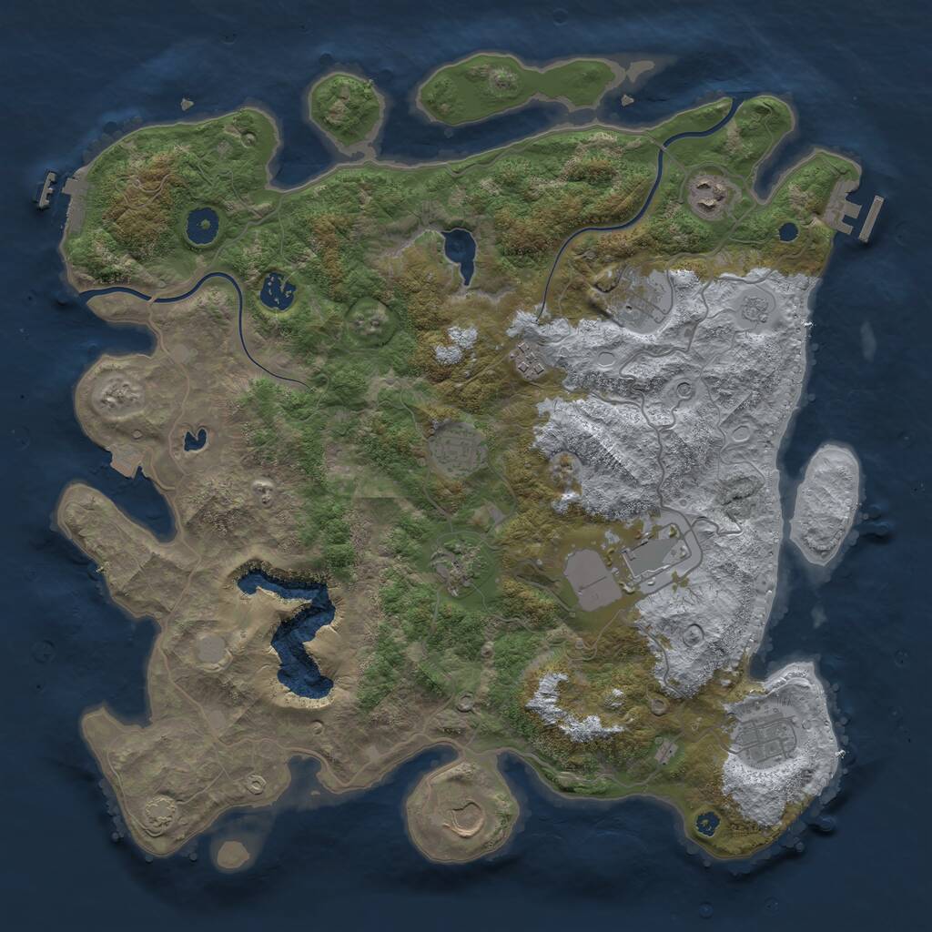 Rust Map: Procedural Map, Size: 4000, Seed: 990243, 15 Monuments