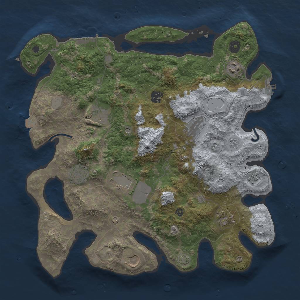 Rust Map: Procedural Map, Size: 3700, Seed: 2061772334, 17 Monuments