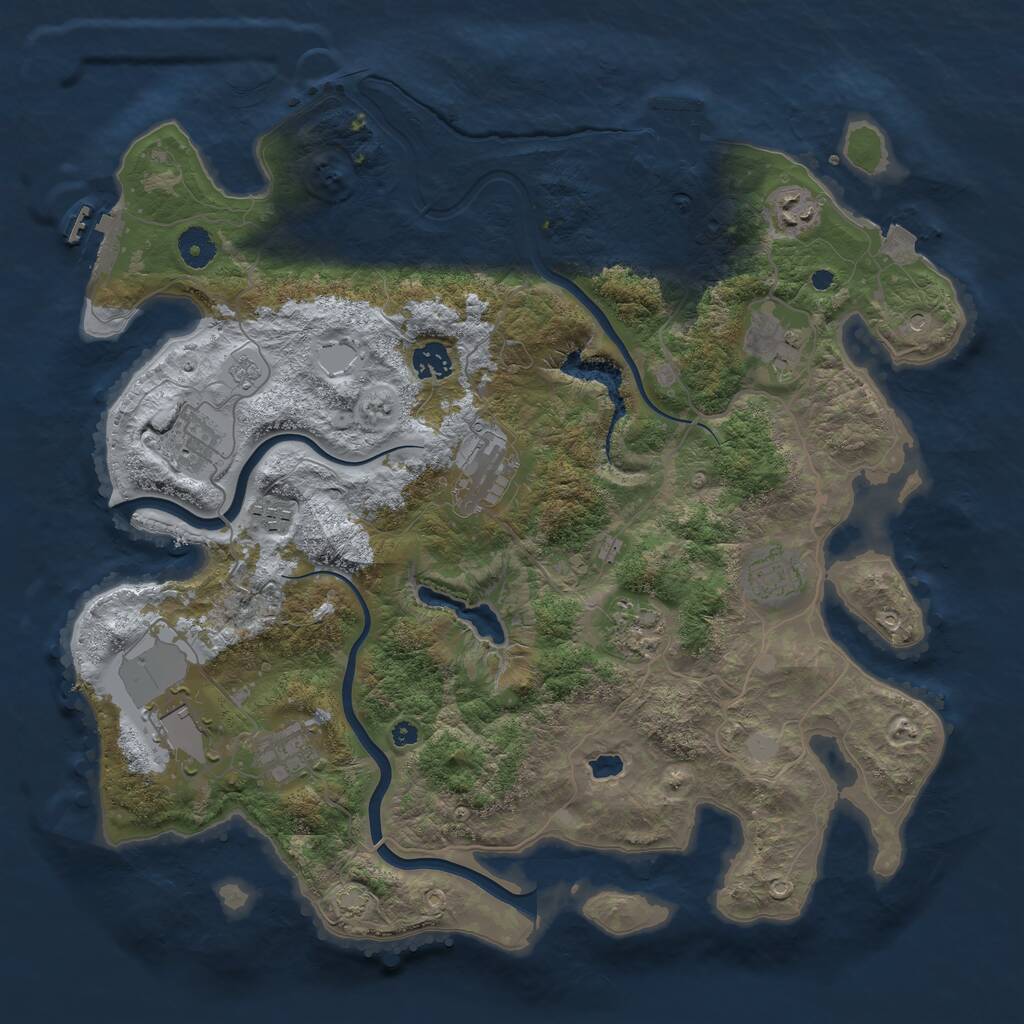Rust Map: Procedural Map, Size: 4000, Seed: 2116496355, 16 Monuments
