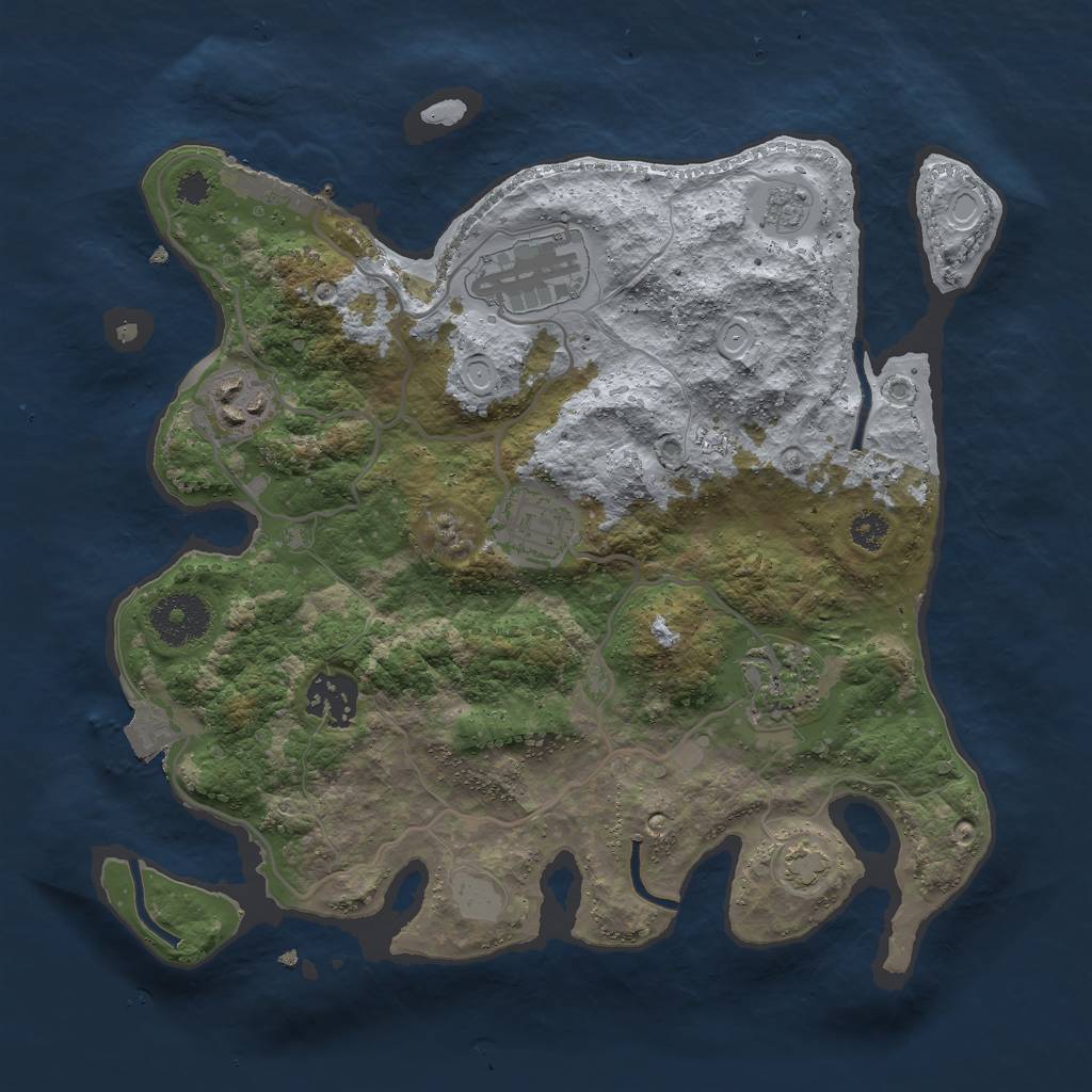 Rust Map: Procedural Map, Size: 3000, Seed: 339433621, 11 Monuments