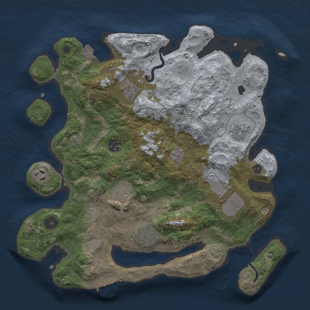 Rust Map: Procedural Map, Size: 3500, Seed: 2004794378, 15 Monuments