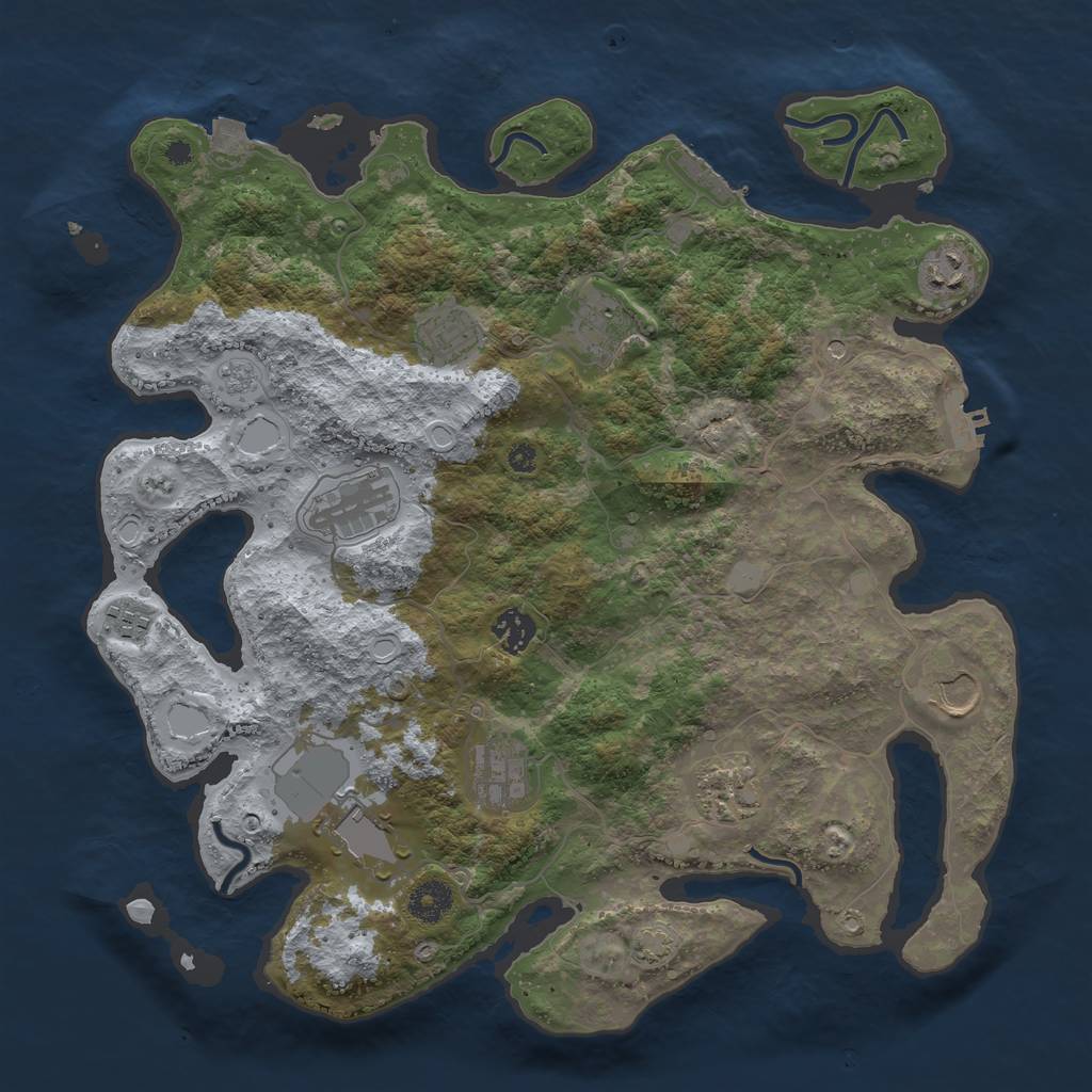Rust Map: Procedural Map, Size: 3800, Seed: 1115651390, 18 Monuments