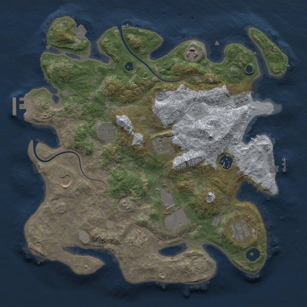 Rust Map: Procedural Map, Size: 3500, Seed: 1493328903, 15 Monuments