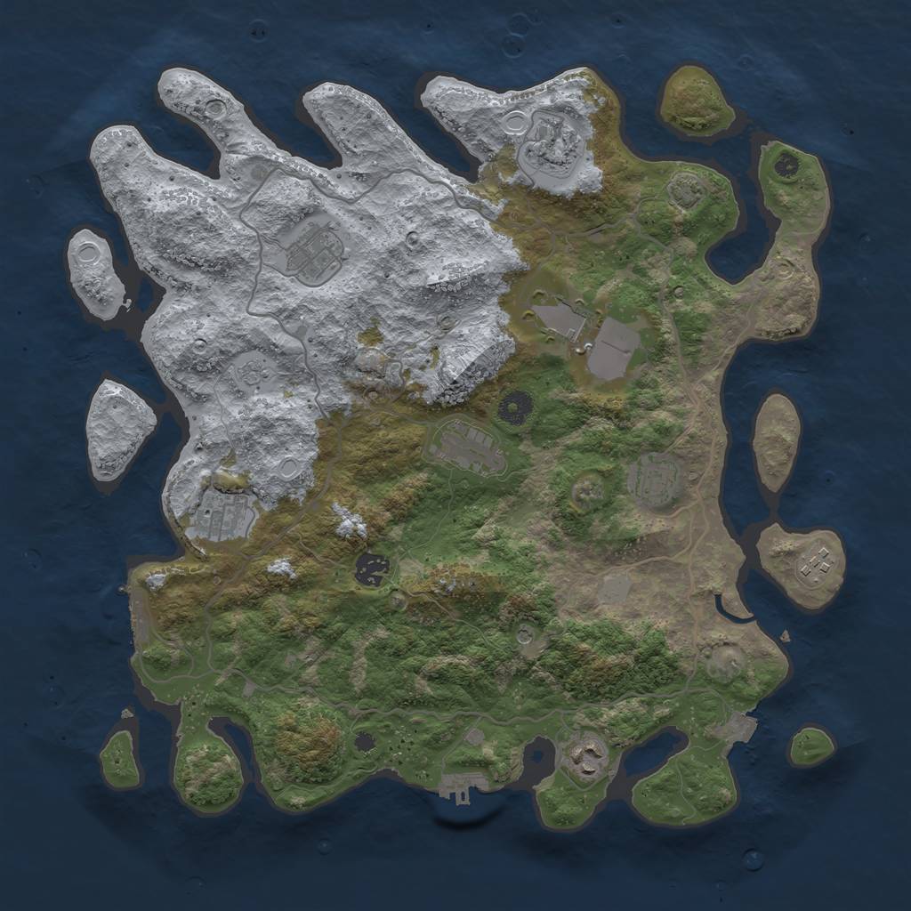 Rust Map: Procedural Map, Size: 4000, Seed: 1113495224, 17 Monuments