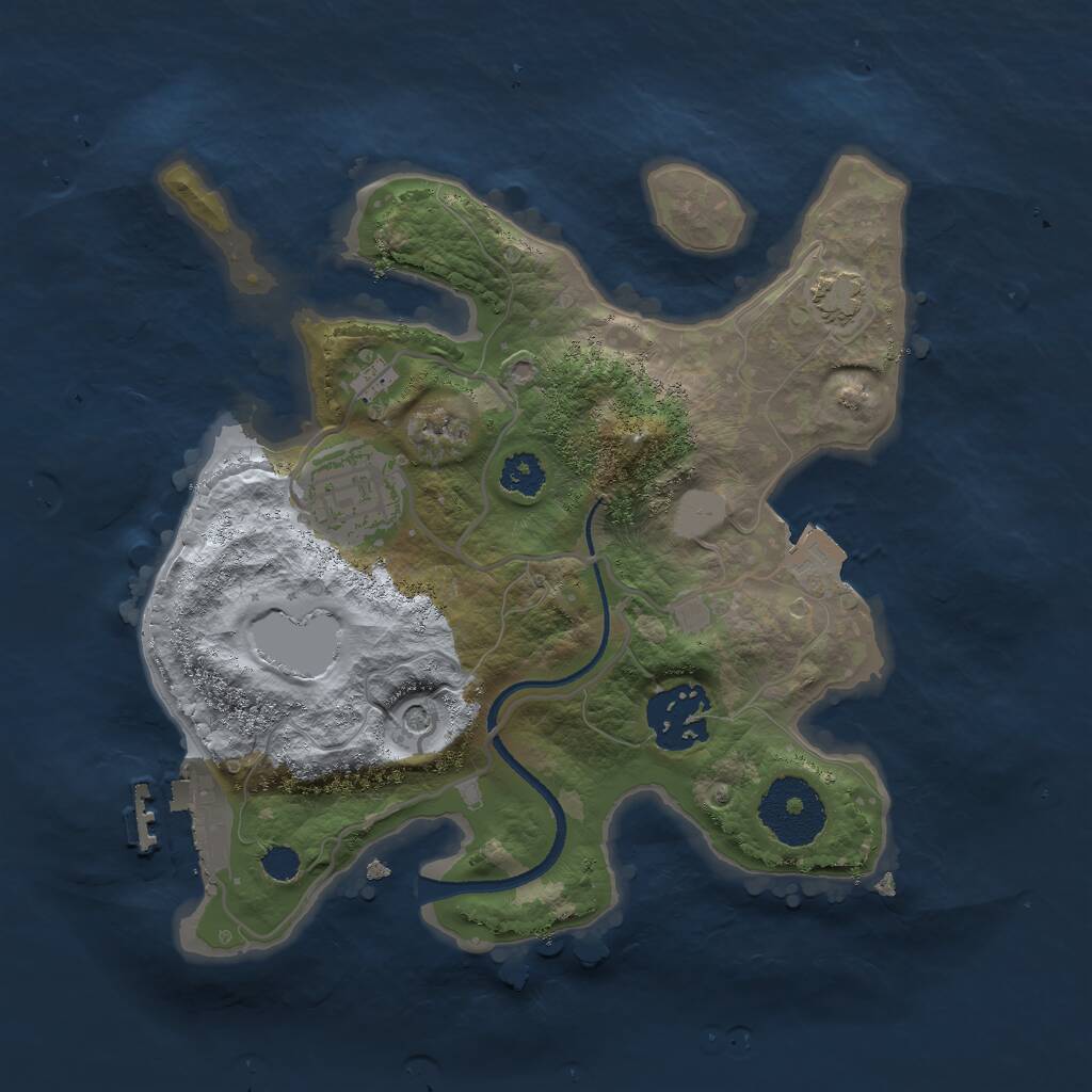 Rust Map: Procedural Map, Size: 2500, Seed: 1267397197, 6 Monuments