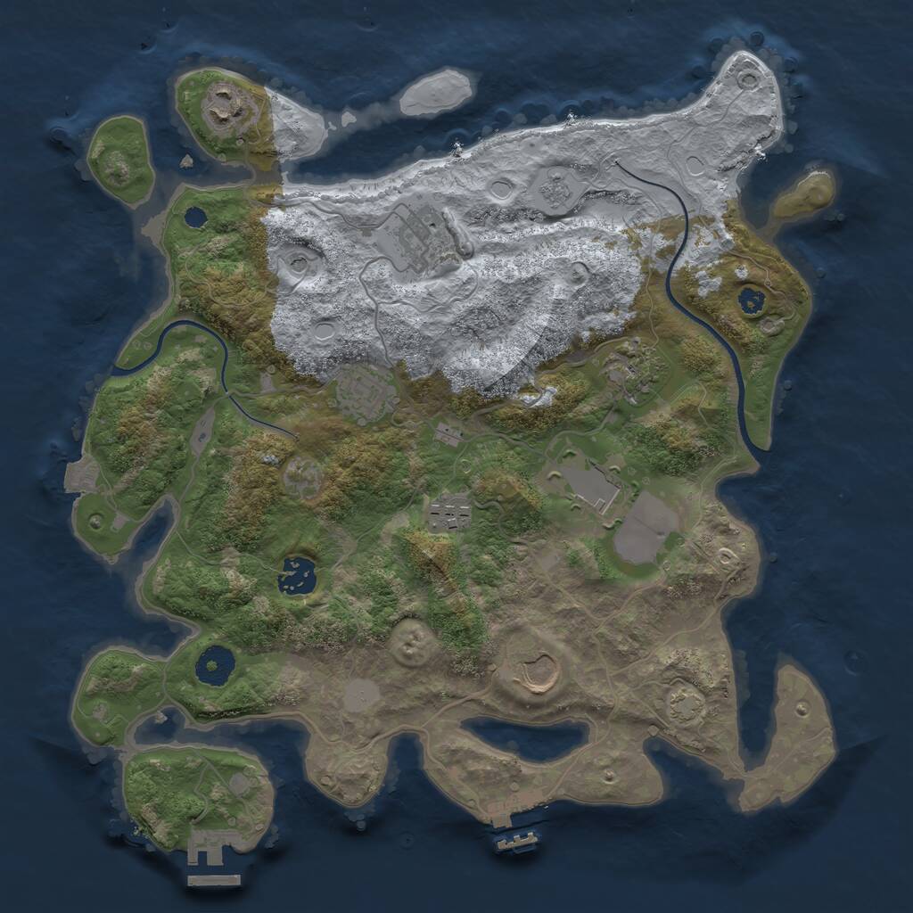 Rust Map: Procedural Map, Size: 3500, Seed: 476241450, 14 Monuments