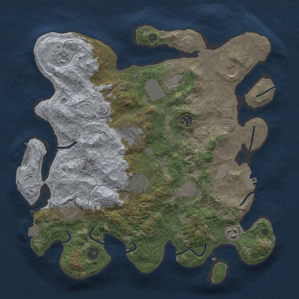 Rust Map: Procedural Map, Size: 3700, Seed: 115263070, 17 Monuments