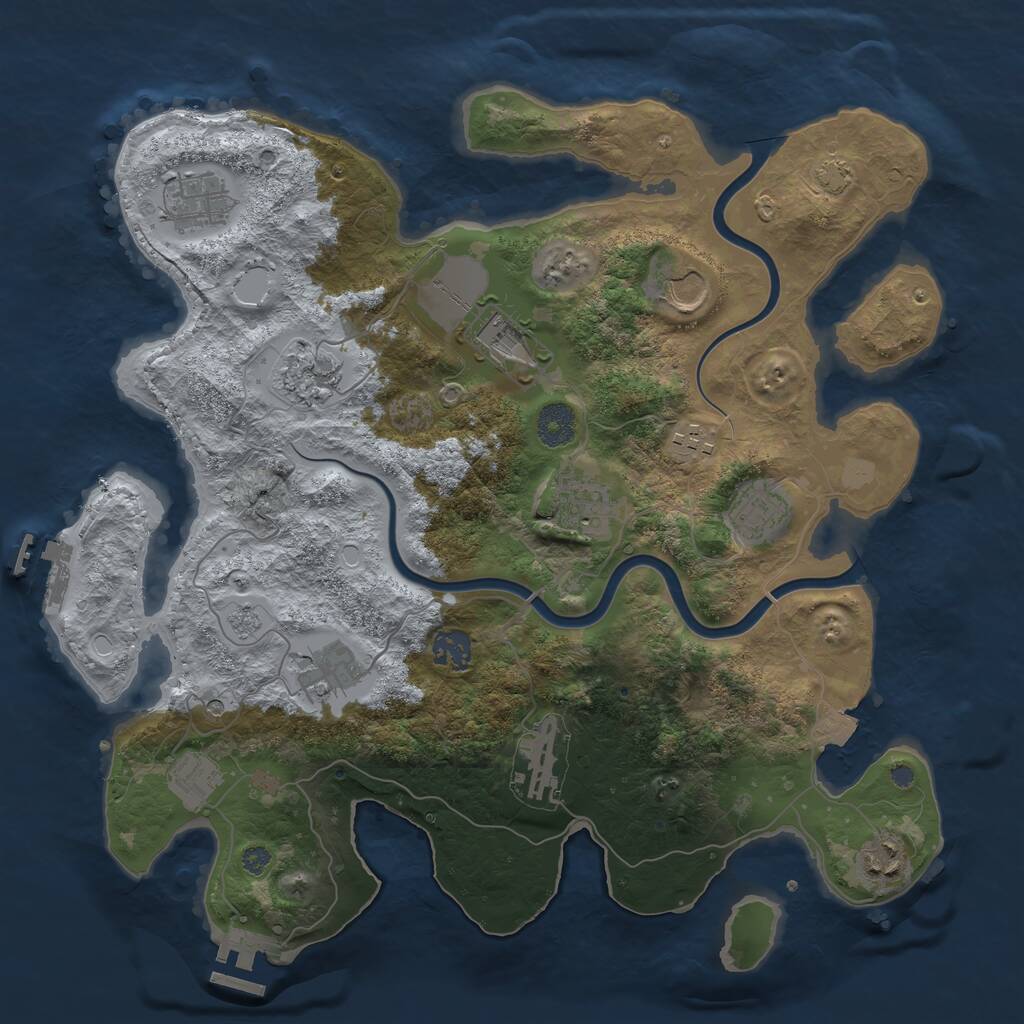 Rust Map: Procedural Map, Size: 3700, Seed: 115263070, 19 Monuments