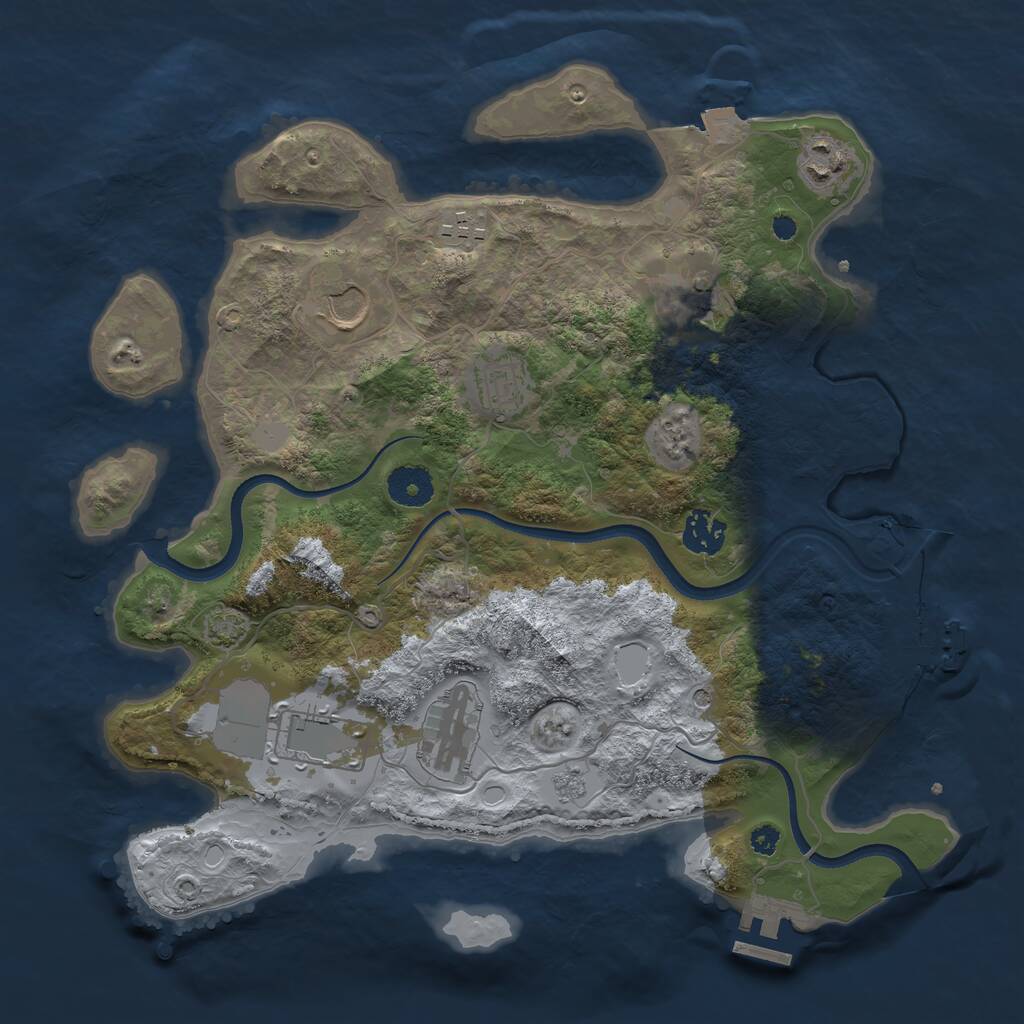 Rust Map: Procedural Map, Size: 3500, Seed: 520872556, 14 Monuments